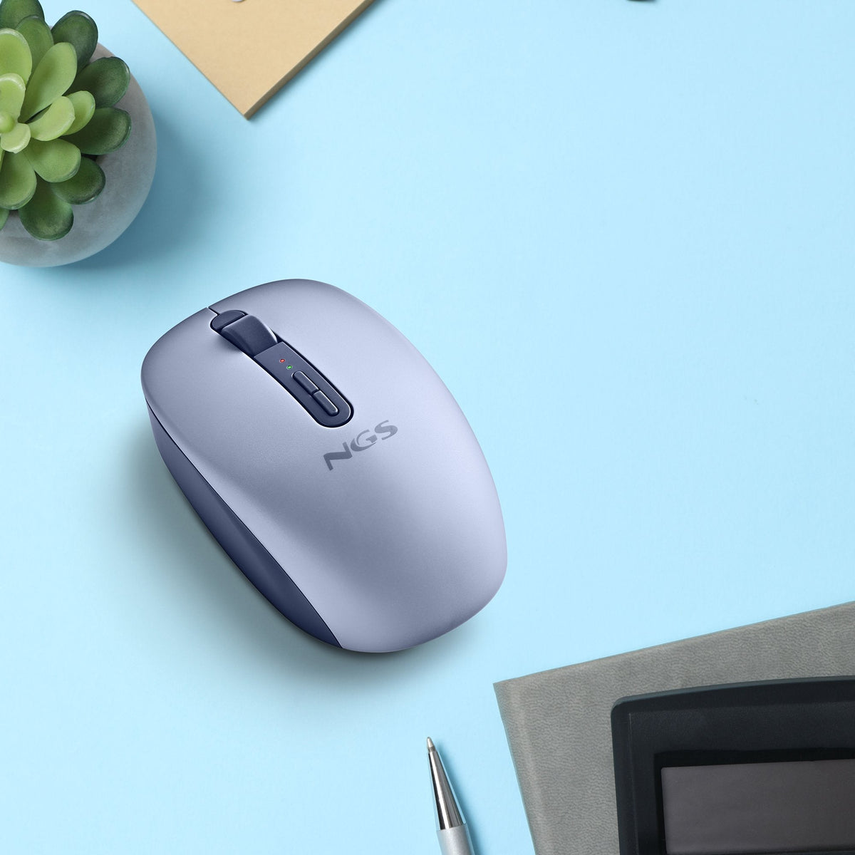 Ratón Ergonómico Inalámbrico Ngs Fog Dual Fogdualblue Silencioso Hasta 1600 Dpi Azul