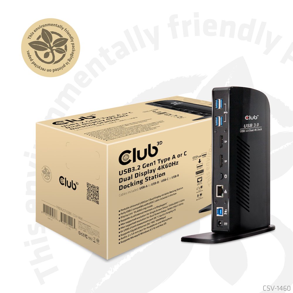 EAN 8719214470777 - CLUB3D CSV-1460 base para portátil y replicador de puertos Acoplamiento USB 3.2 Gen 1 (3.1 Gen 1) Type-B imagen 2