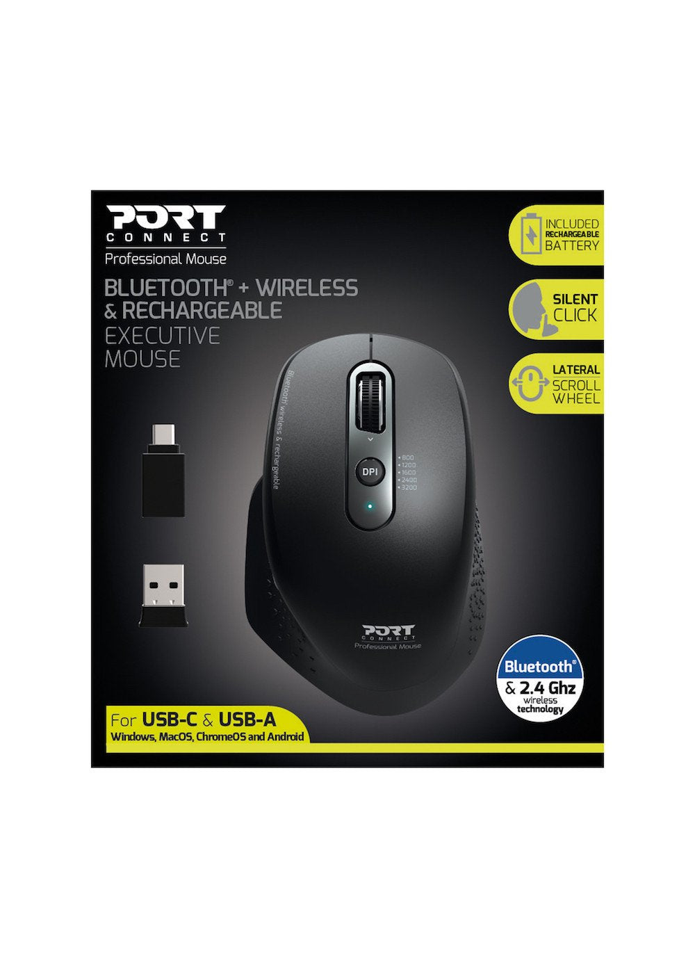 EAN 3567049007164 - Port Designs 900716 ratón mano derecha RF Wireless + Bluetooth Óptico 3200 DPI imagen 3