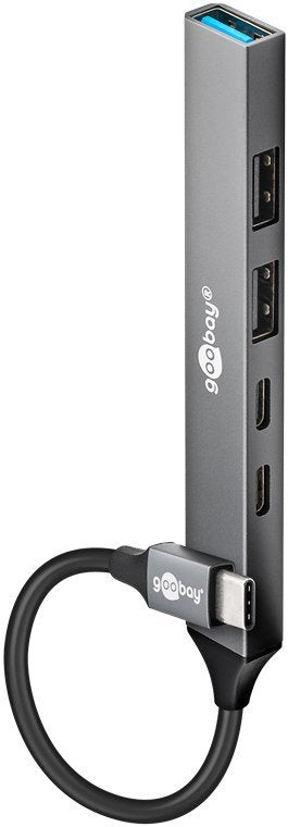 Hub Goobay Slim Usb De 5 Puertos Usb-C A Usb-C Usb-A Usb 3.2 Gen1 Gris 74460