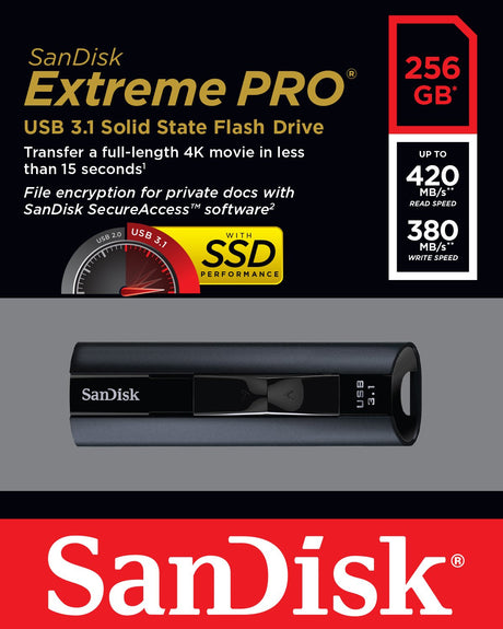 EAN 0619659152826 - SanDisk Extreme Pro unidad flash USB 256 GB USB tipo A 3.2 Gen 1 (3.1 Gen 1) Negro imagen 7