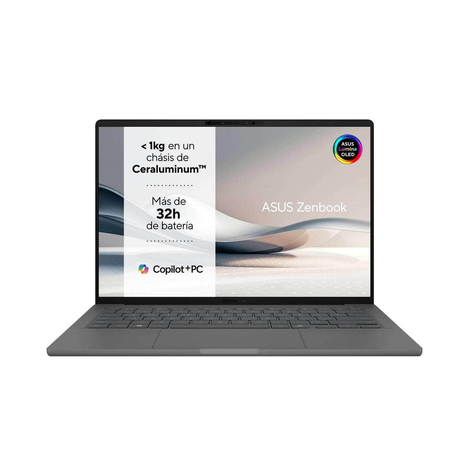 Asus Zenbook A14 Oled Ux3407ra-Qd031w Copilot+ Pc - Ordenador Portátil 14" Wuxga (Qualcomm Snapdragon X1e-78-100, 32gb Ram, 1tb Ssd, Qualcomm Adreno Gpu, Windows 11 Home) Gris Islandés - Teclado Qwerty Español