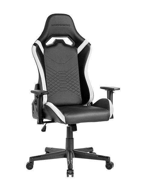 Silla Mgc-Pro Blanco Cuero Sintetico Mars Gaming Reposabrazos 2d/ Respaldo Reclinable 135º/ Cojines Lumbar Y Cervical/ Ruedas Xl/ Pistón De Gas Clase 4