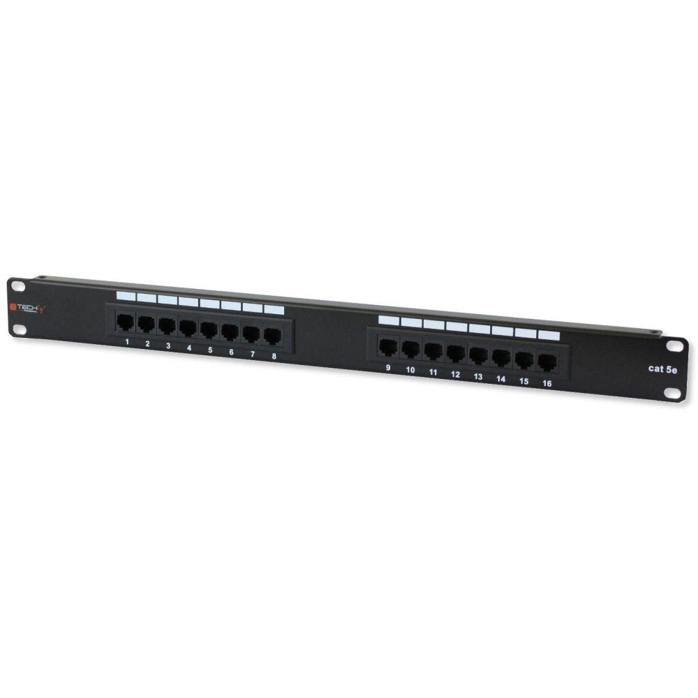 Techly 022854 Patch Panel Utp Cat5e 1u 16-Portowy, Czarny