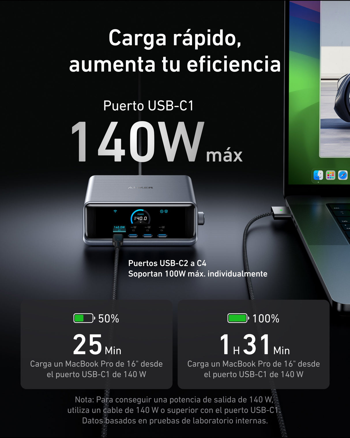 EAN 0194644040437 - Anker Prime GaN Universal Negro Carga rápida Interior imagen 4