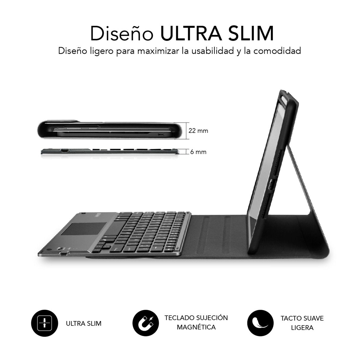 EAN 8436586741426 - SUBBLIM FUNDA + TECLADO TABLET IPAD PRO BLUETOOTH 11'' TOUCHPAD BLACK QWERTY Español Bluetooth/Micro-USB imagen 2