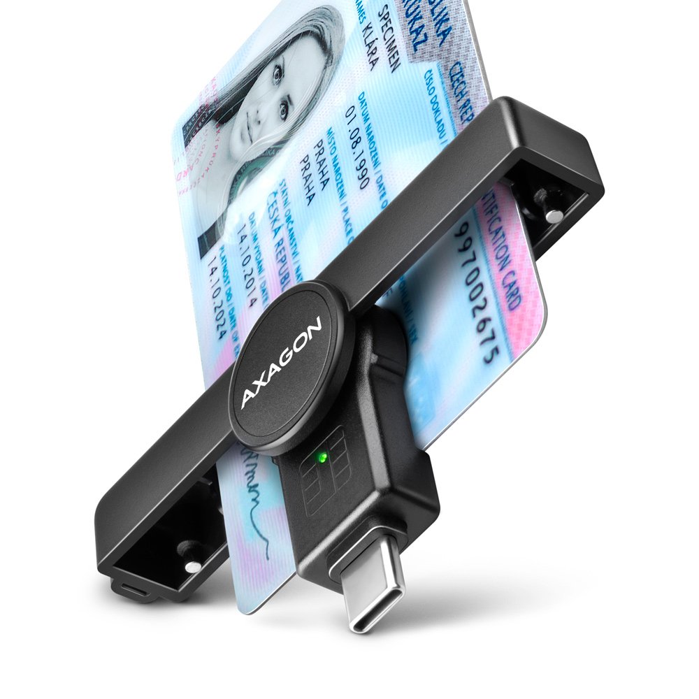 EAN 8595247907851 - Axagon CRE-SMPC USB-C Smart card/ID card PocketReader lector de tarjeta inteligente Interior USB Tipo C N imagen 1