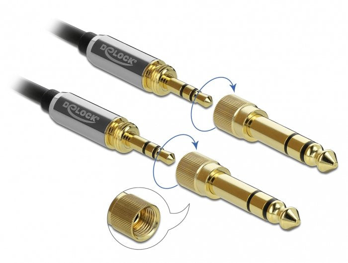 Delock Spiralcable 3,5 Mm 3 Pin Klinkenstecker Zu Klinkenstecker Mit Schraubadapter 1 M
