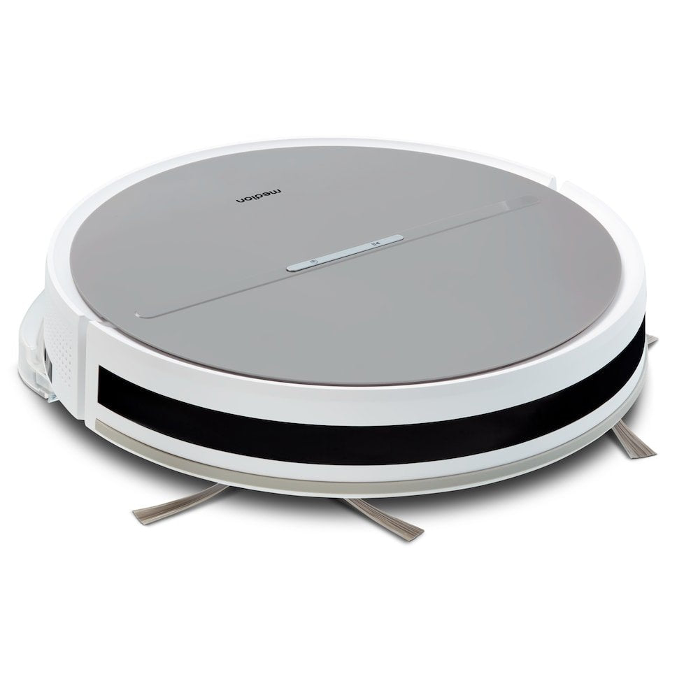 Medion Robot Aspirador Con Función Mopa Y Navegación Sistemática E35 Sw (Potencia De Aspiración 2000pa, Navegación Giroscópica En Líneas S Sistemáticas, 2 Cepillos Laterales Y Sensor De Pared) 50076258