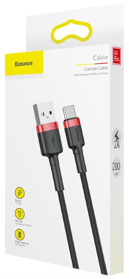 Baseus Cafule Cable Usb 2 M Usb A Usb C Negro, Rojo