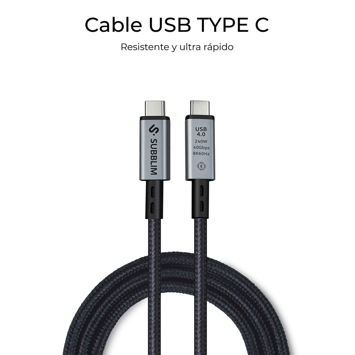 EAN 8436586743611 - SUBBLIM SUBCAB-C24010 cable USB USB4 Gen 3x2 USB C Negro imagen 4