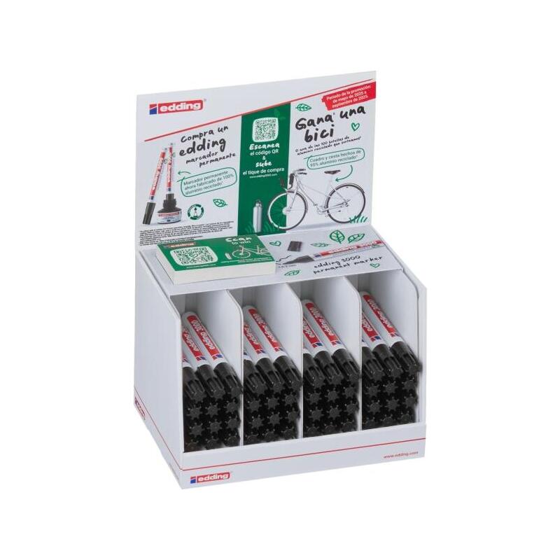 Edding 3000 Expositor Con 48 Rotuladores Permanentes - Punta Redonda De 1.5mm - Trazo Entre 1.5 Y 3mm - Recargable -