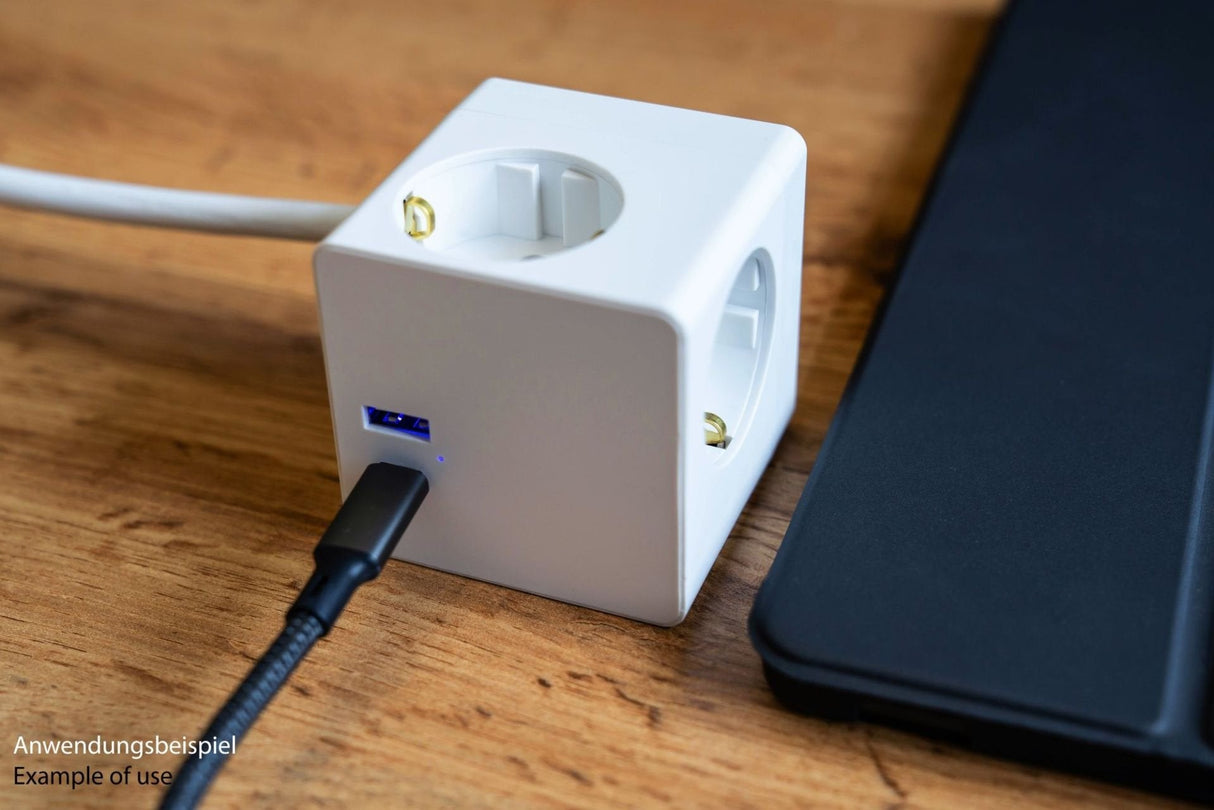 Cablemeister Steckdosenwürfel Mit 3m Zuleitung 3x Schuko 1x Usb-C 20w Pd 3.0 Usb-A 18w Weiss