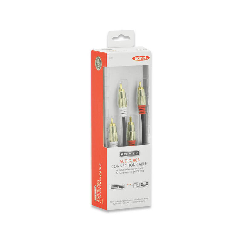 Ednet 2.5m Rca X 2 M/M Cable De Audio 2,5 M 2 X Rca Negro
