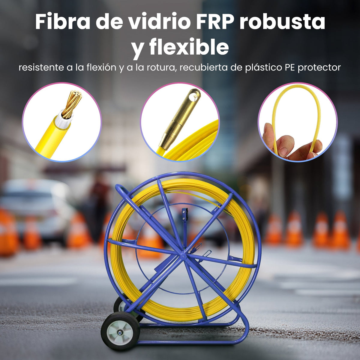 Extralink Cable Pulling Rod 8mm 150m Pilot Z Wlókna Szklanego Do Przeciagania Kabli 8mm 150m Zólty
