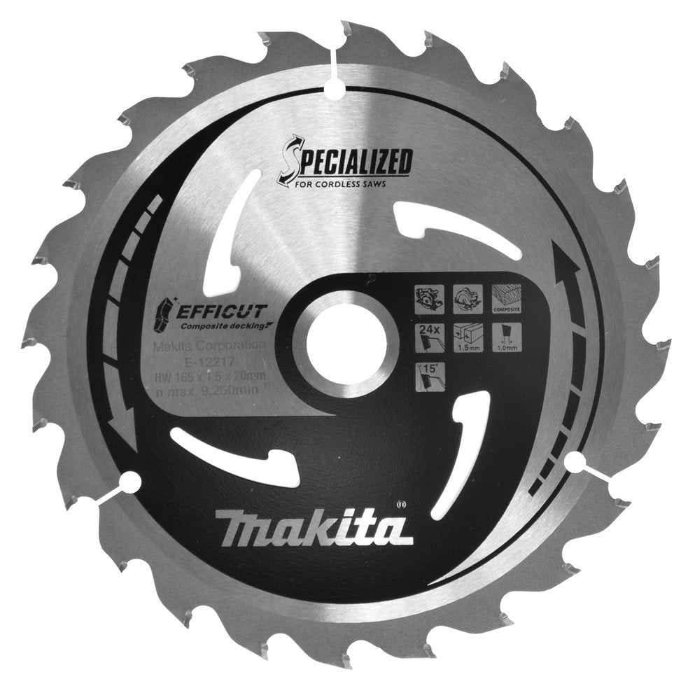 Hoja De Sierra Circular Makita Effict E-12217, Ø 165 Mm, 24 Dientes, Diámetro 20 Mm, E-12217