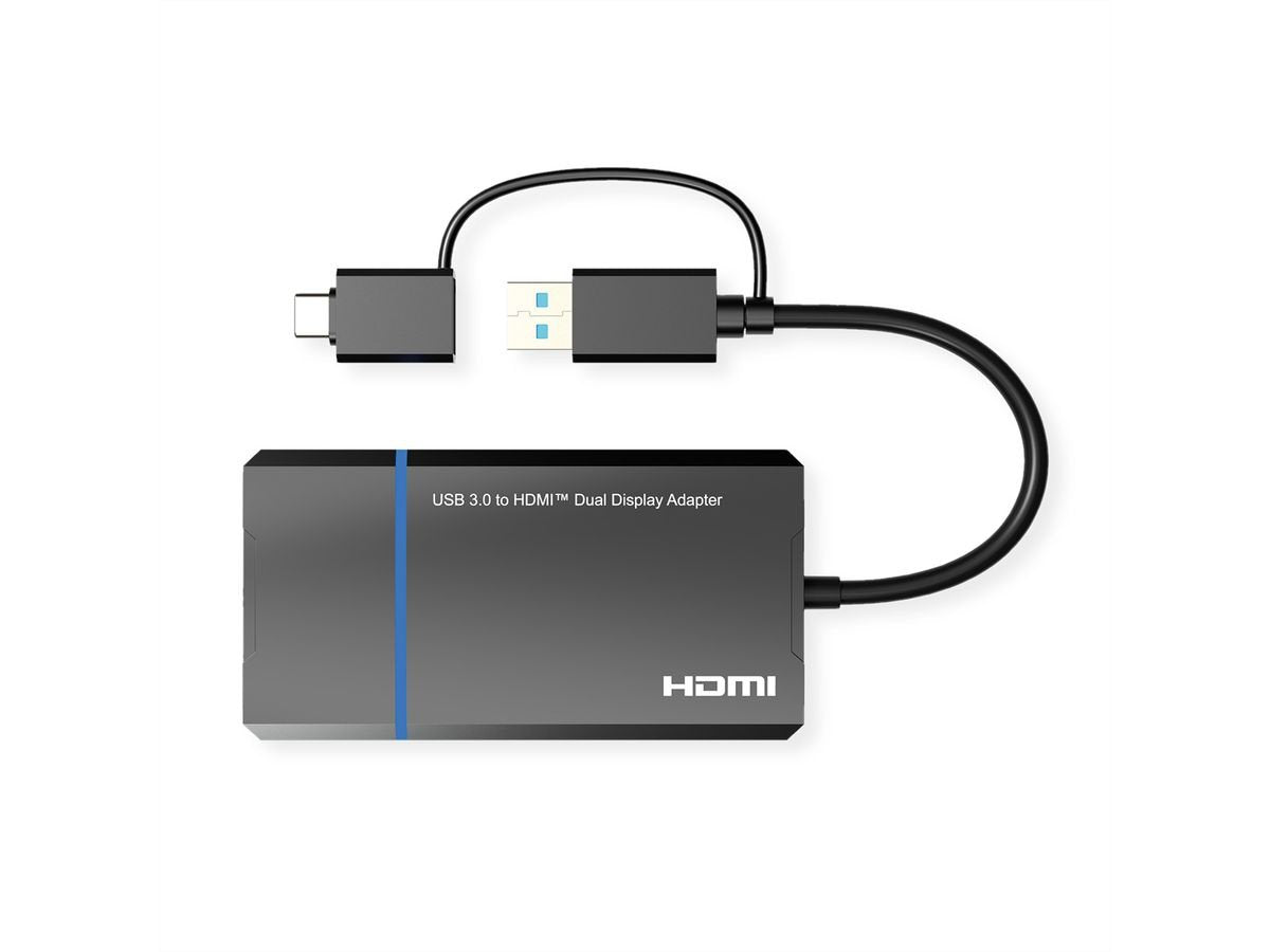 Usb Display Adapter Usb Tipo A+C - 2x Hdmi