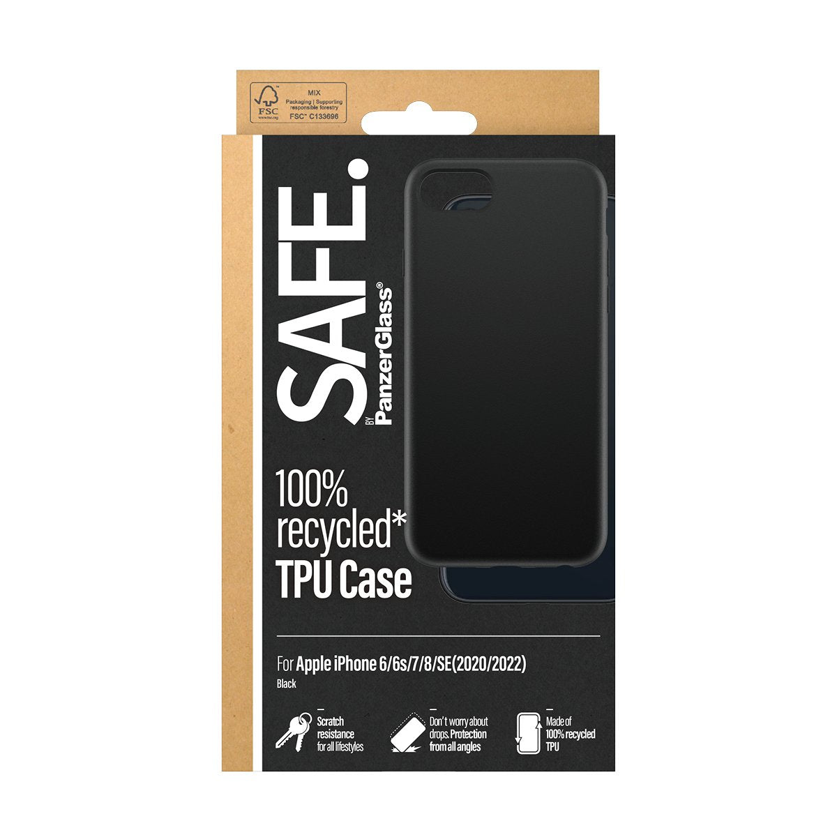 EAN 5715685001710 - PanzerGlass SAFE. by ® TPU Case iPhone 8 | 7 | 6s | 6 | SE (2020-2022) | Black | Bulk funda para teléfono imagen 3
