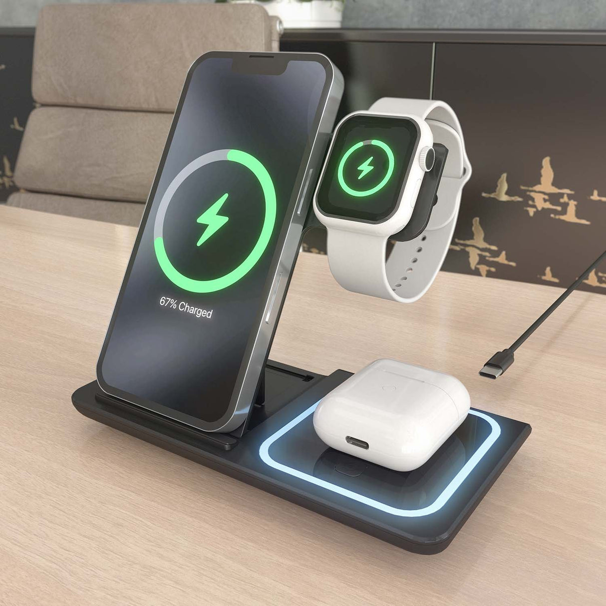 EAN 8435739901687 - AISENS ASCH-15W3WC043-BK cargador de dispositivo móvil Auriculares, Teléfono móvil, Smartphone, Reloj int imagen 5