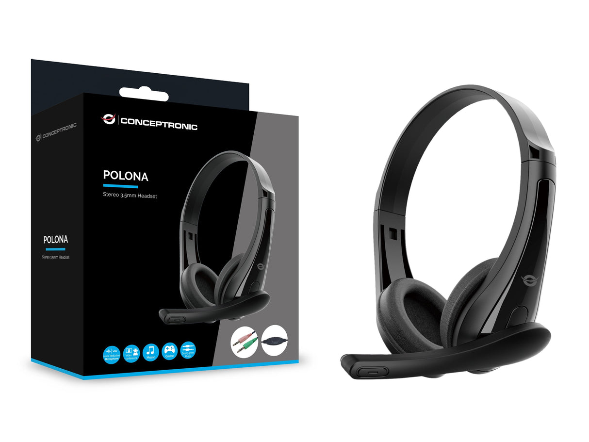 Auriculares Conceptronic Polona06b3t Jack 3.5mm 1.8m Negro