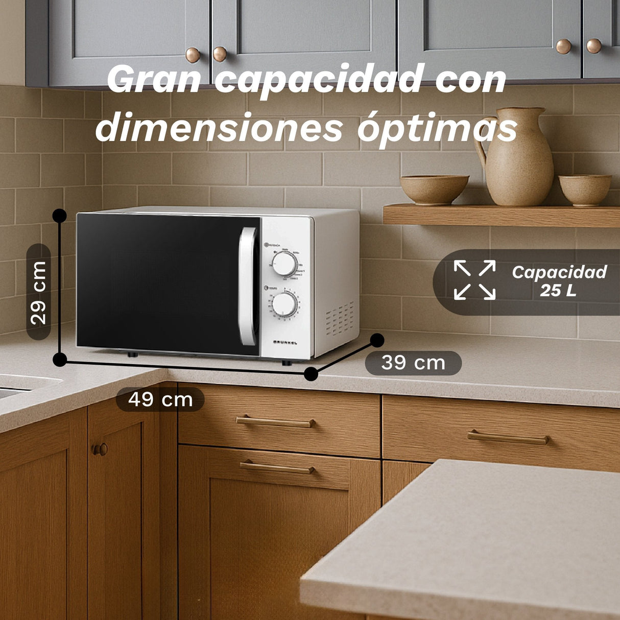 Microondas Grunkel Mwg-25grill 850w Capacidad 25l Funcion Grill Blanco