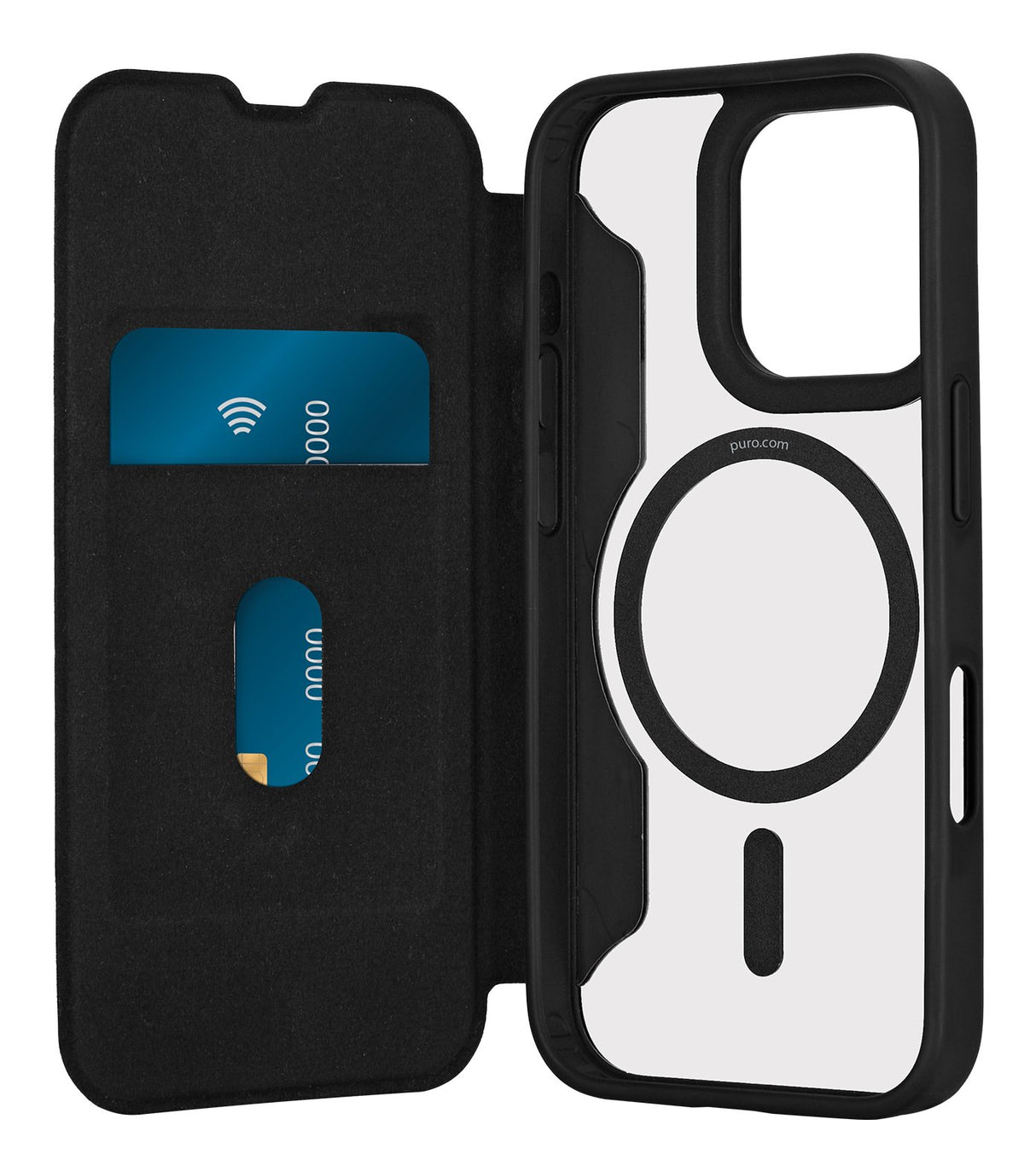 EAN 8018417485152 - PURO Book Mag 2 funda para teléfono móvil 16 cm (6.3") Folio Negro, Transparente imagen 1
