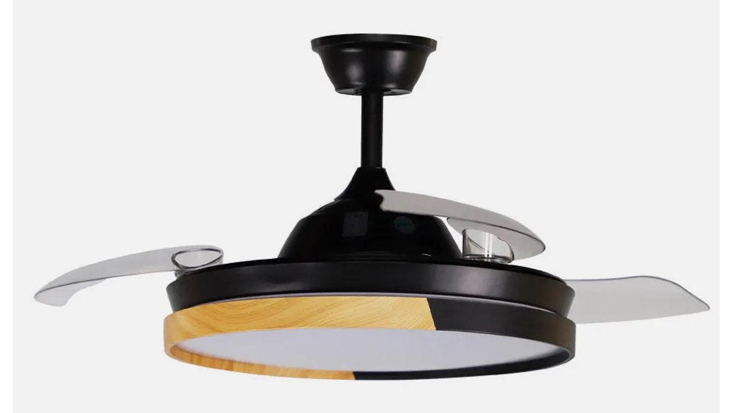 Ventilador Emperador 72w Negro/Haya 3 Aspas Desplegables 7200lm Control Remoto Temporizador Memoria