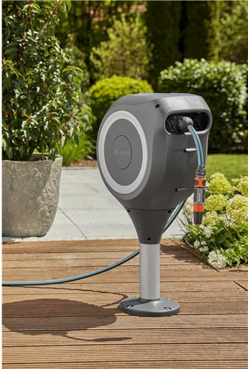 Gardena Caja Para Mangueras De Terraza Rollup M, 20 Metros, Enrollador De Manguera Gris/Blanco, Incluida Jeringa De Limpieza 18617-20