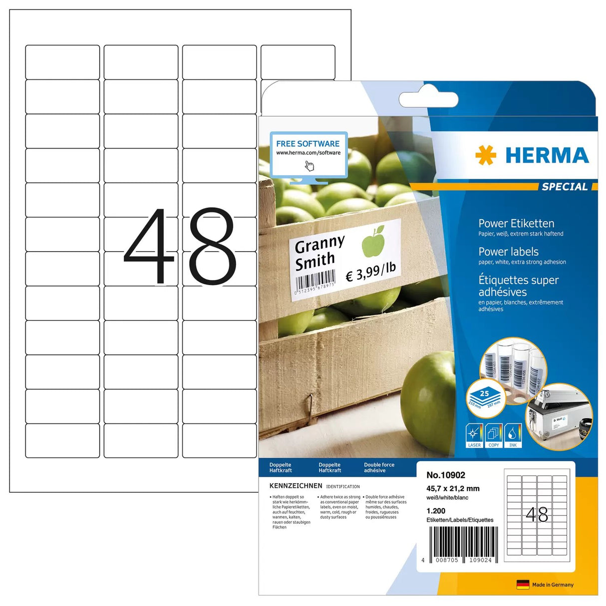 EAN 4008705109024 - HERMA 10902 etiqueta de impresora Blanco Etiqueta para impresora autoadhesiva imagen 1