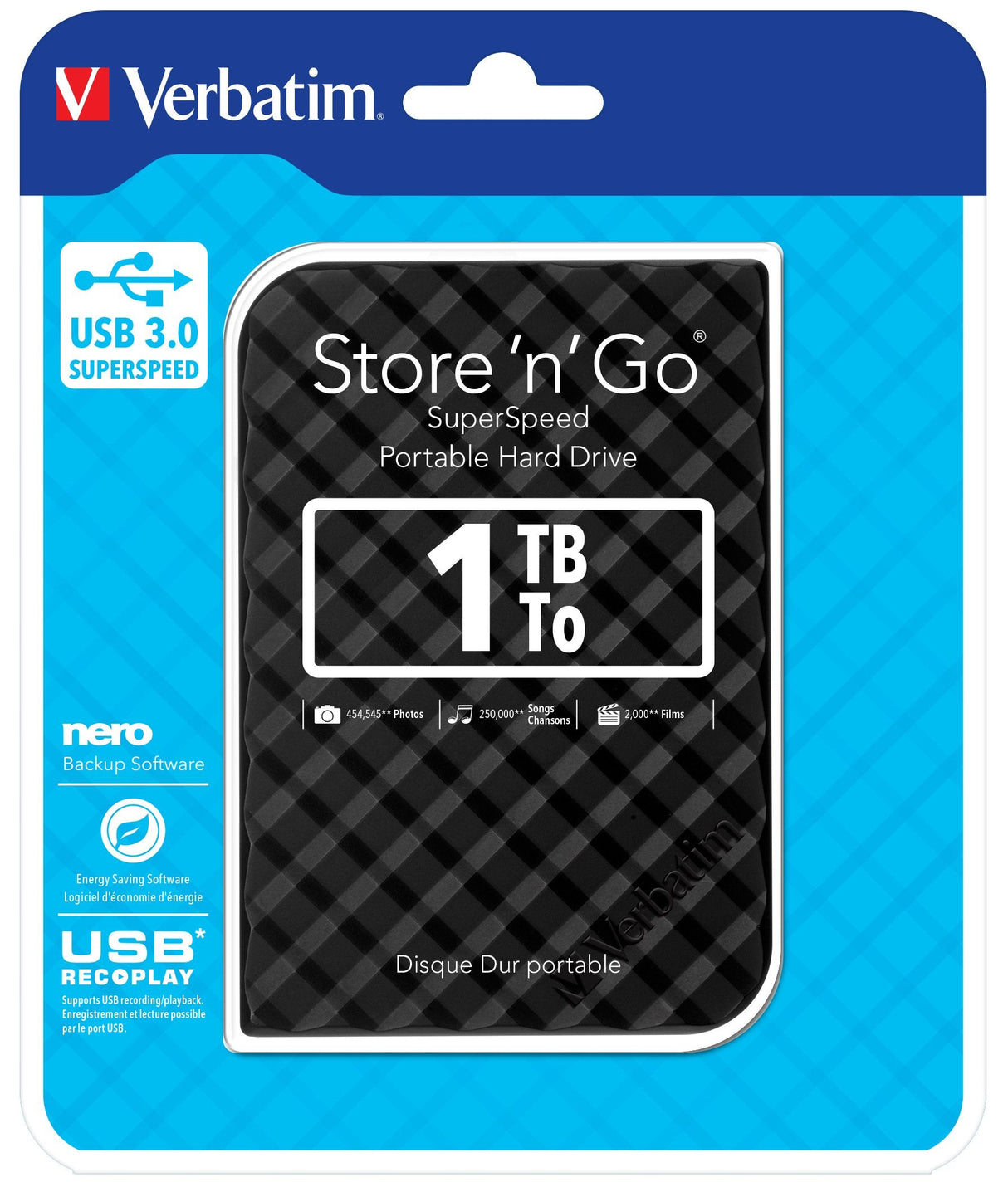 Disco Externo Hdd Verbatim Hd 2,5 1tb Usb3.0 Store\1n\1go, Black