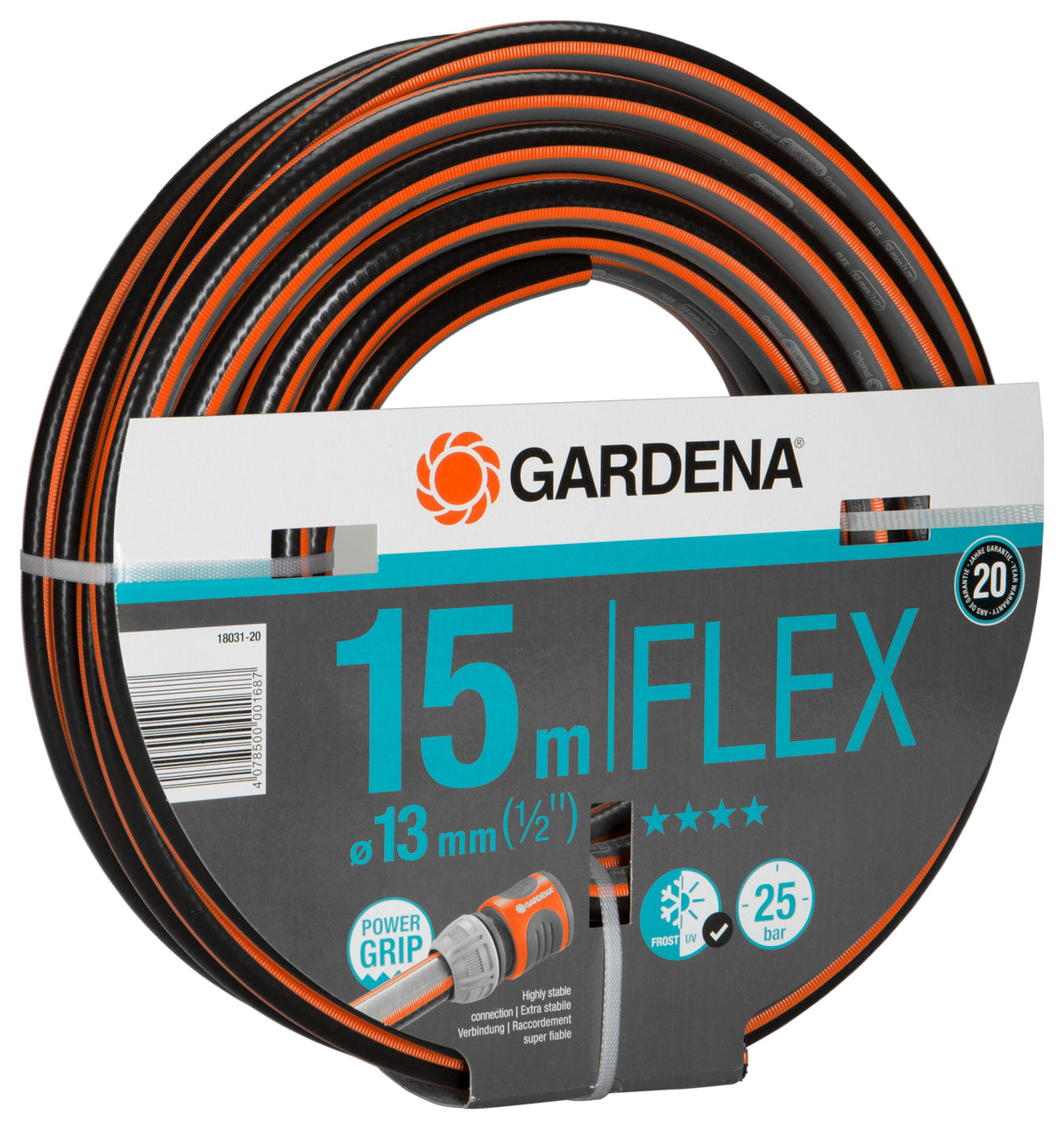 Gardena 18031-20 Manguera Comfort Flex 13 Mm (1/2 ") Negro / Naranja, 15 Metros