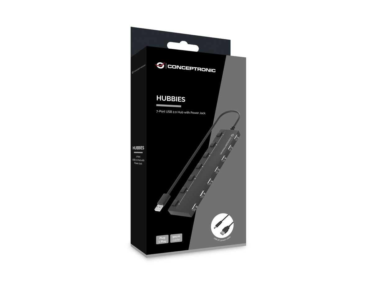 EAN 4015867226117 - Conceptronic HUBBIES08B hub de interfaz USB 2.0 480 Mbit/s Negro imagen 3