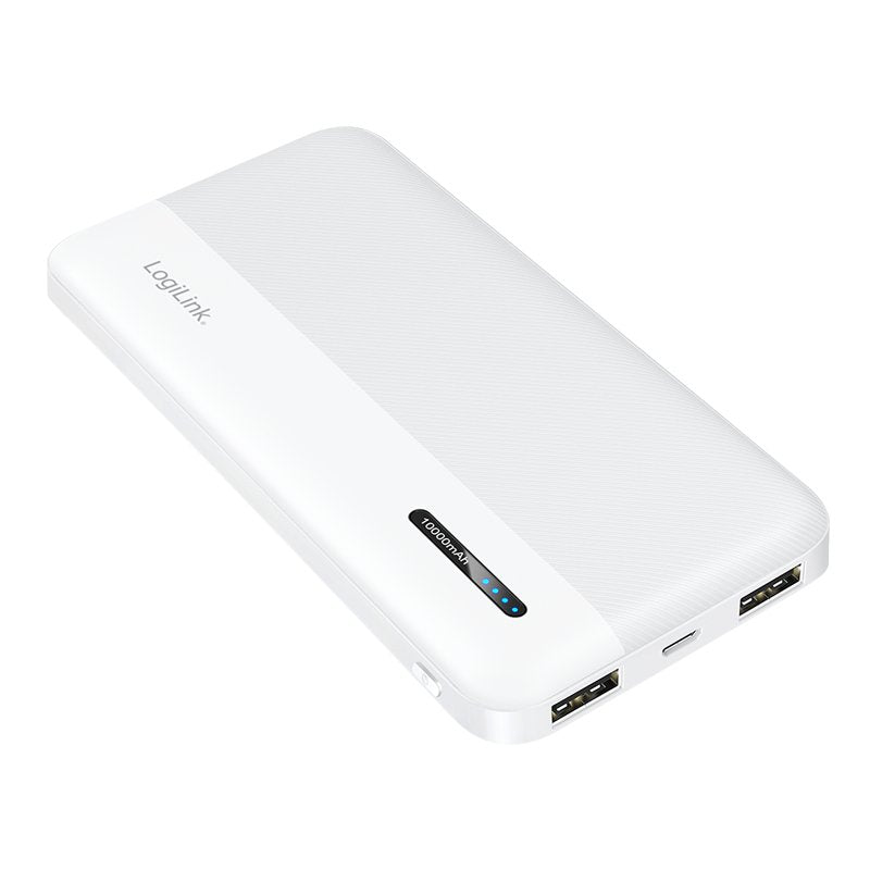 Logilink Mobile Power Bank, Lipo, 10.000 Mah, Usb-C In Out, Blanco