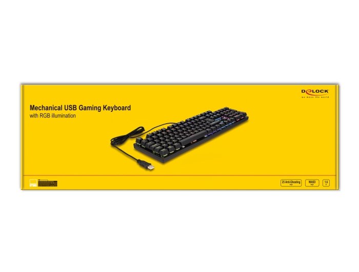 Delock 12115 Teclado Usb Mecánico Para Juegos, Con Cable De 1,6 M Negro Con Iluminación Rgb,