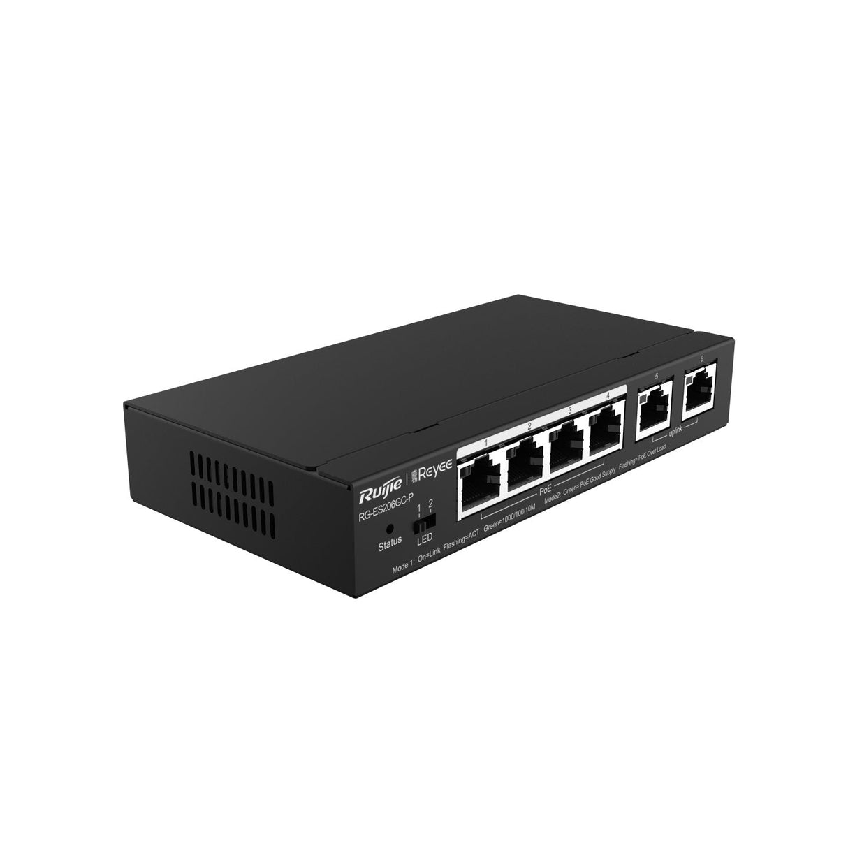 Reyee 6-Port Gigabit Smart Poe Switch, 4 Poe/Poe+ Ports With 2 Gigabit Rj45 Uplink Ports, 54w Poe P