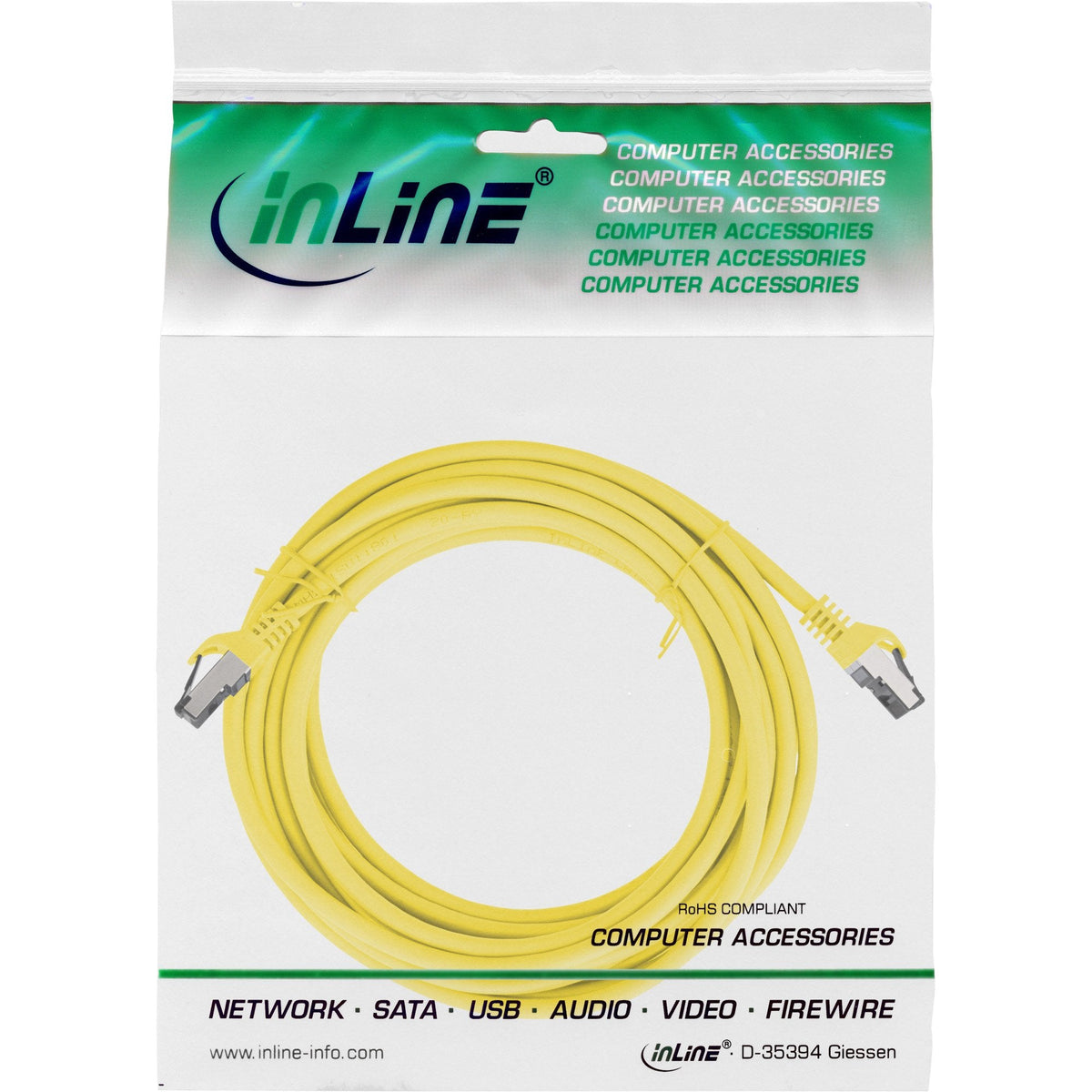 Cable De Red Inline S/Ftp Pimf Cat.8.1 Libre De Halógenos 2000mhz Amarillo 10m
