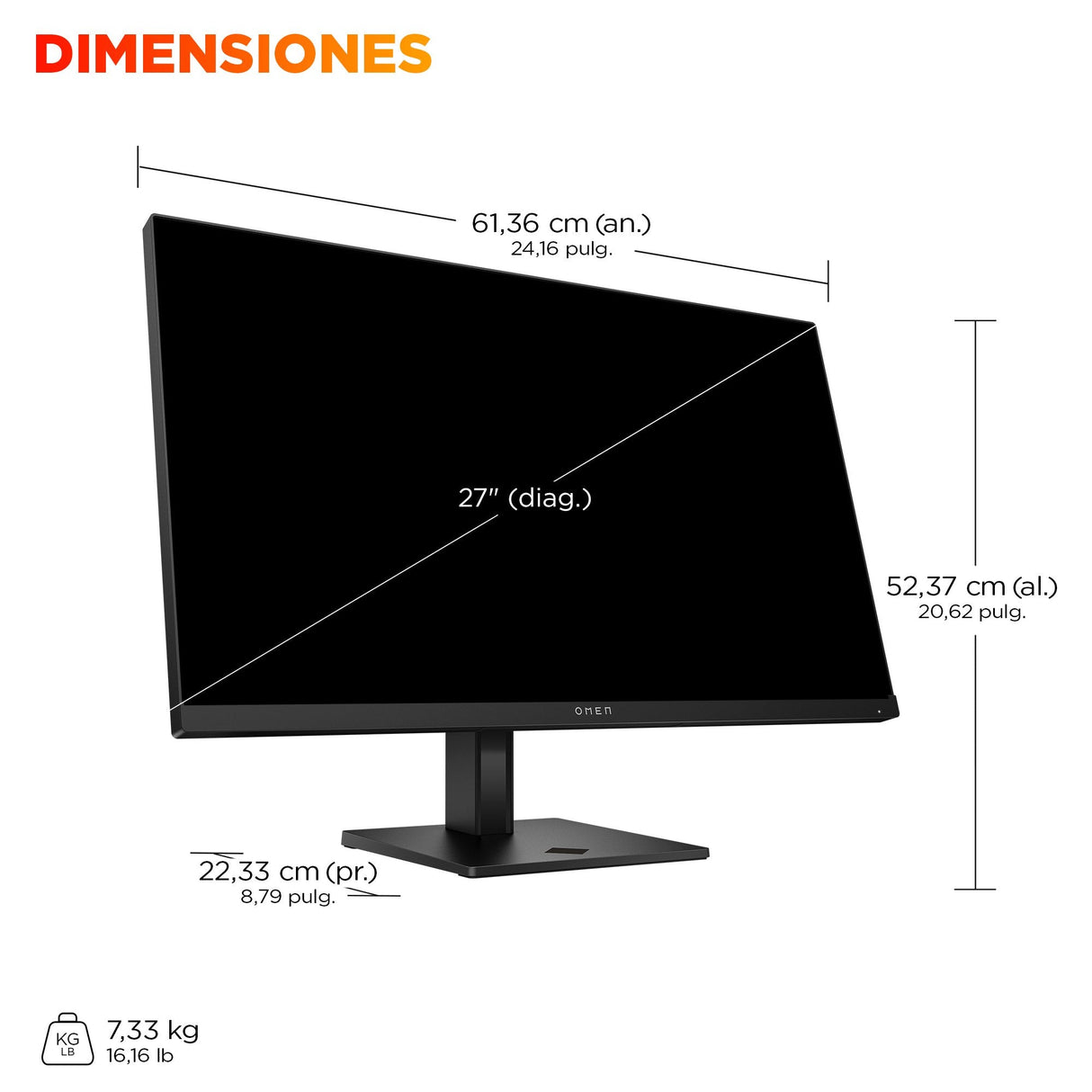 EAN 198701661719 - HP OMEN 27 inch QHD 180Hz Gaming Monitor - 27q G2 pantalla para PC 68,6 cm (27") 2560 x 1440 Pixeles Quad imagen 7