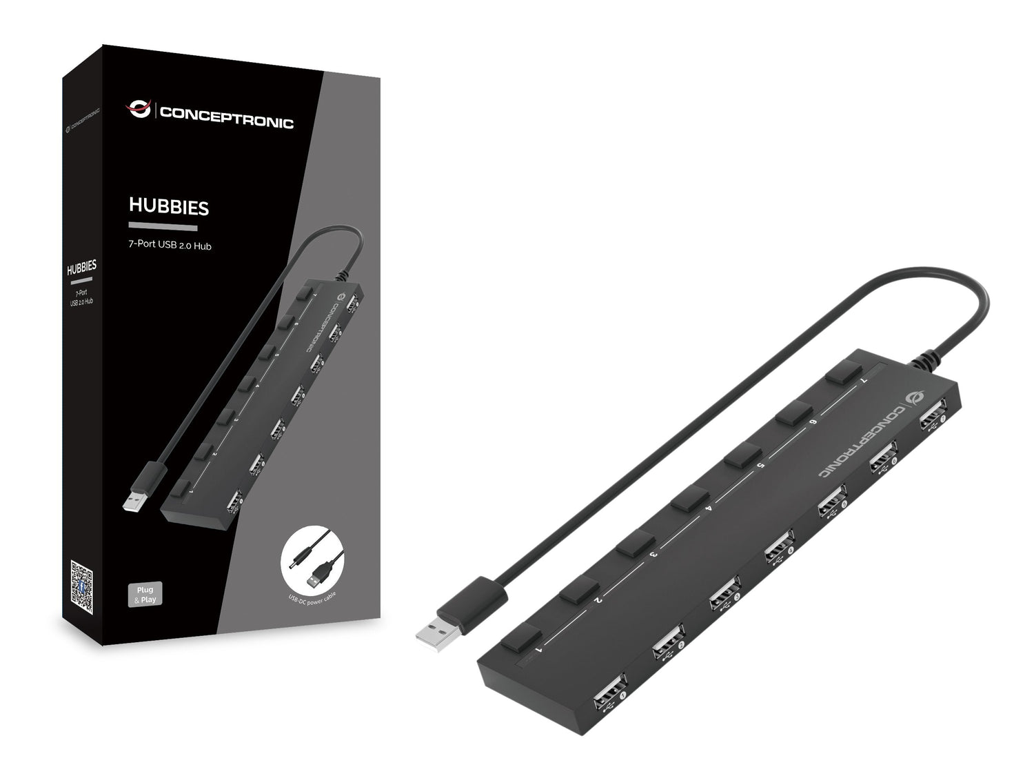 Conceptronic Usb-Hub 7port Usb2.0 Negro