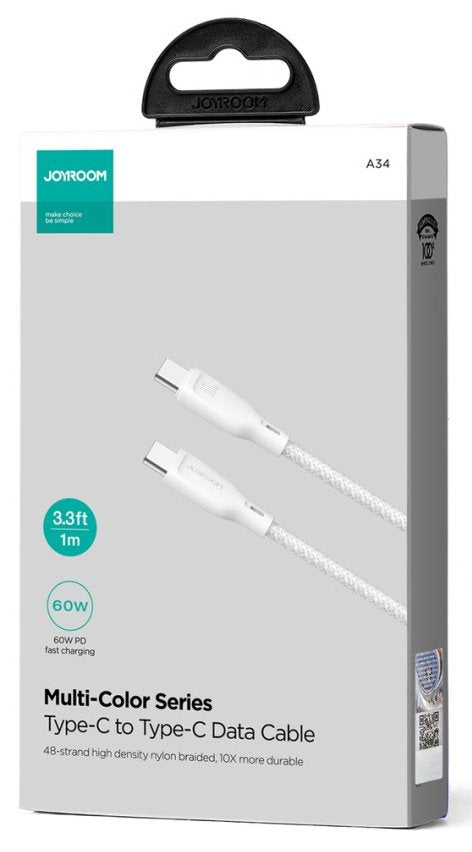 Joyroom Sa34-Cc3 1m 60w Usb Tipo C A Tipo C Blanco - Cable De Carga