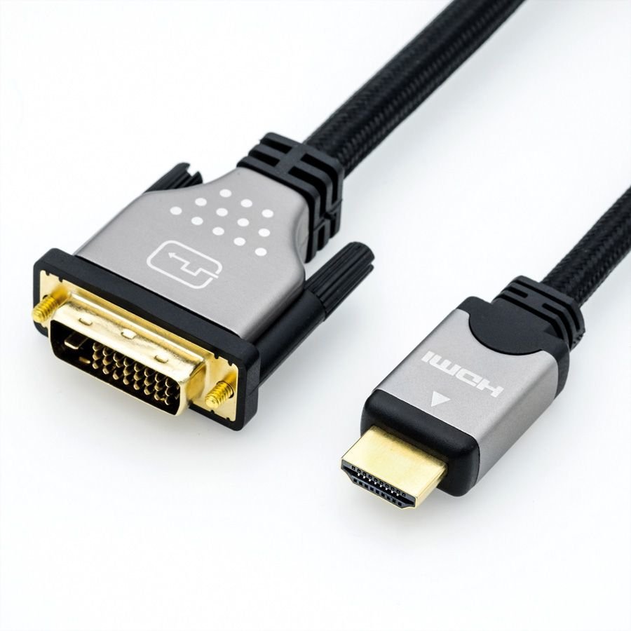 Roline Monitorcable Dvi (24+1) - Hdmi, St St, Schwarz Silber, 3 M