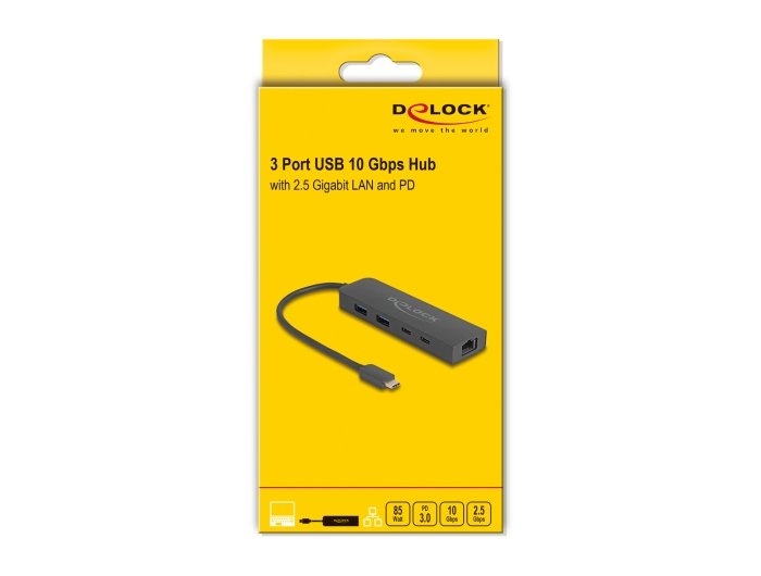 Delock 64110 10 Gbps Concentrador Usb Con Puerto 2,5 Gigabit Lan Y Pd De 85 Vatios