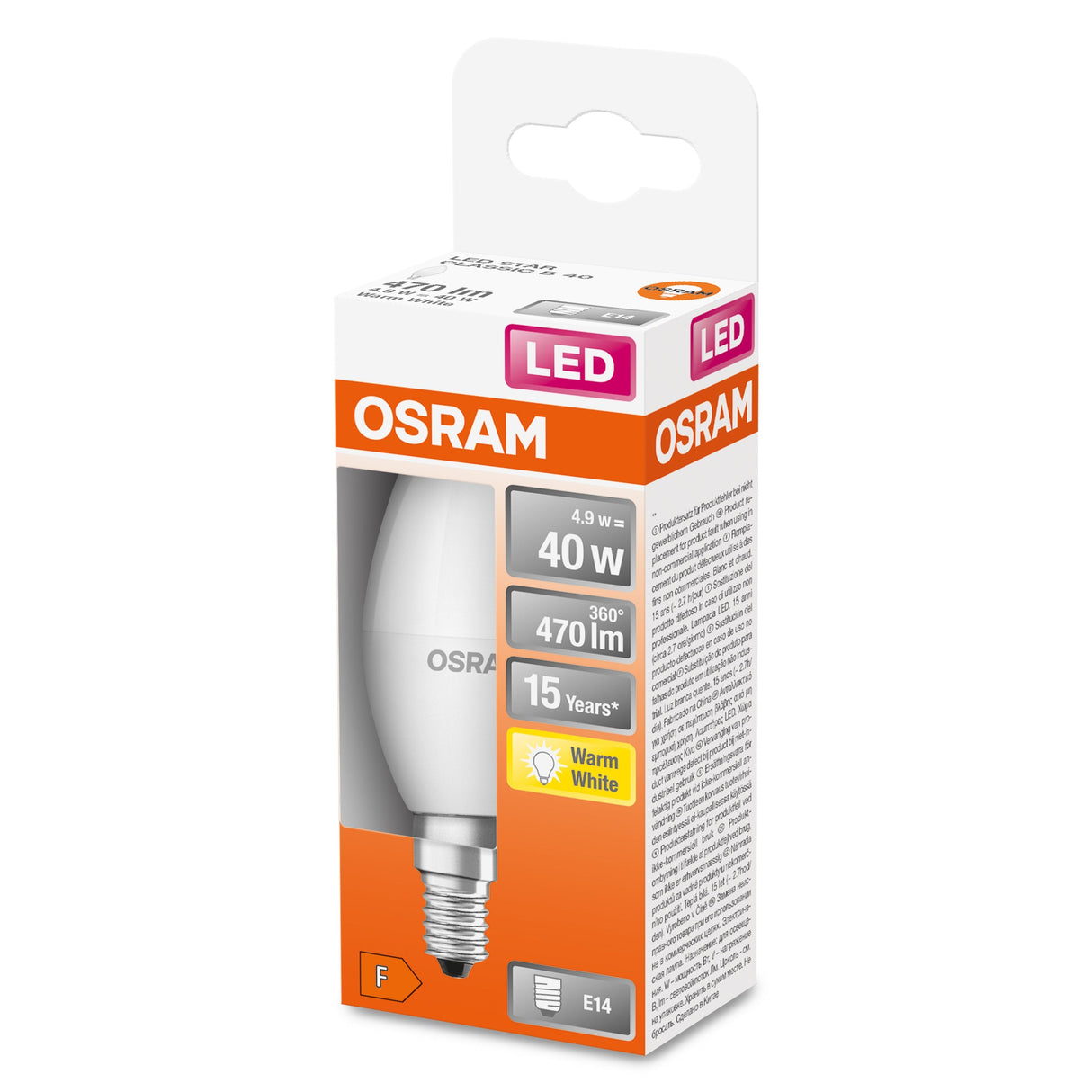 Bombilla Led Osram De Llama Mate Con Radiador - 5.4w Equivalente A 40w E14 - Blanco Cálido