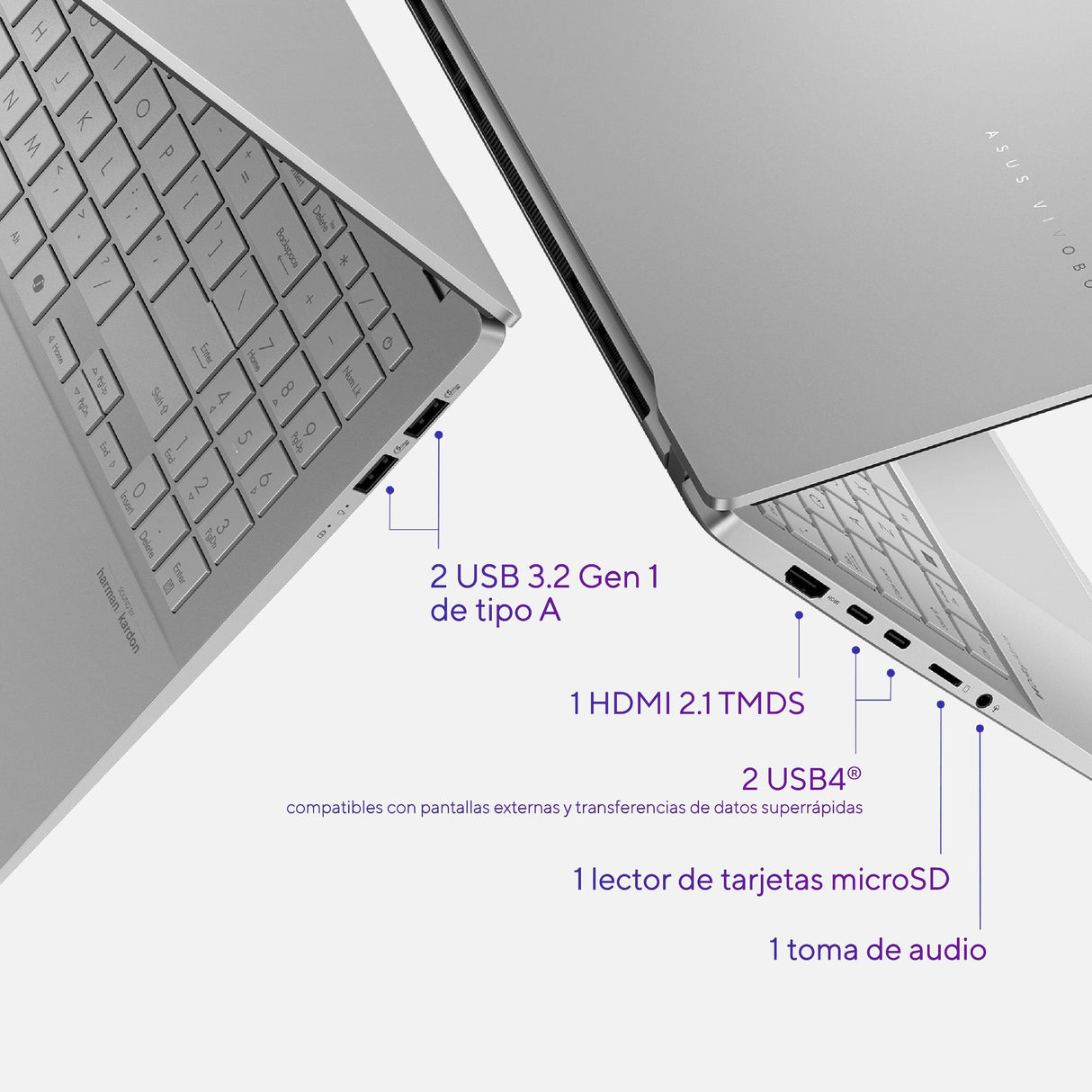Asus Vivobook S 15 Oled S5507qa-Ma006w Copilot+ Pc - Ordenador Portátil 15.6" Wide Quad Hd+ 120hz (Qualcomm Snapdragon X1e78100, 16gb Ram, 1tb Ssd, Adreno Gpu, Windows 11 Home) Plata Fría - Teclado Qwerty Español
