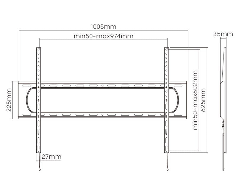 Soporte Pantalla 60- 120" Fijo Heavy Duty Equip Max. 120kgs Vesa Max 900x400"