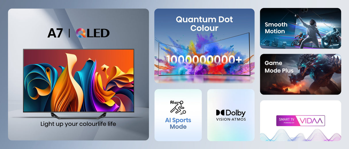 Televisor Hisense 55a7nq (55") 4k Ultra Hd Smart Tv Wifi Gris 275 Cd / M²