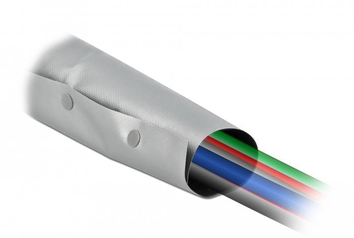 Delock Cableschutzschlauch Mit Knopfverschluss Hitzebeständig 2 M X 70 Mm Grau Schwarz