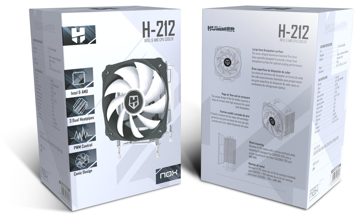 EAN 8436532164323 - NOX Hummer H-212 Procesador Enfriador 12 cm Aluminio, Negro, Blanco 1 pieza(s) imagen 6