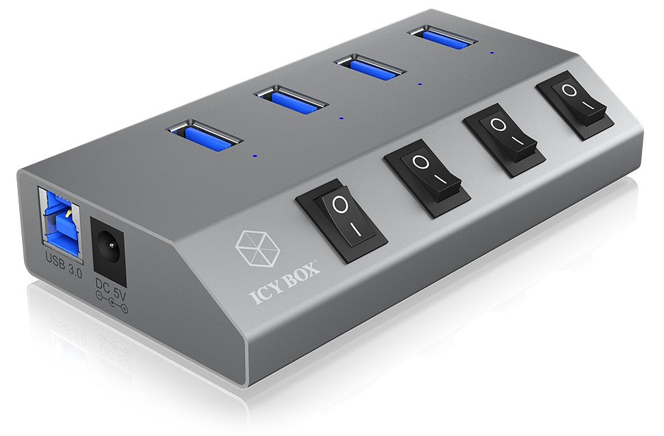 Icy Box Usb3.0 Hub 4 Puertos Icy Box Ib-Hub1405, Hub + Cargador