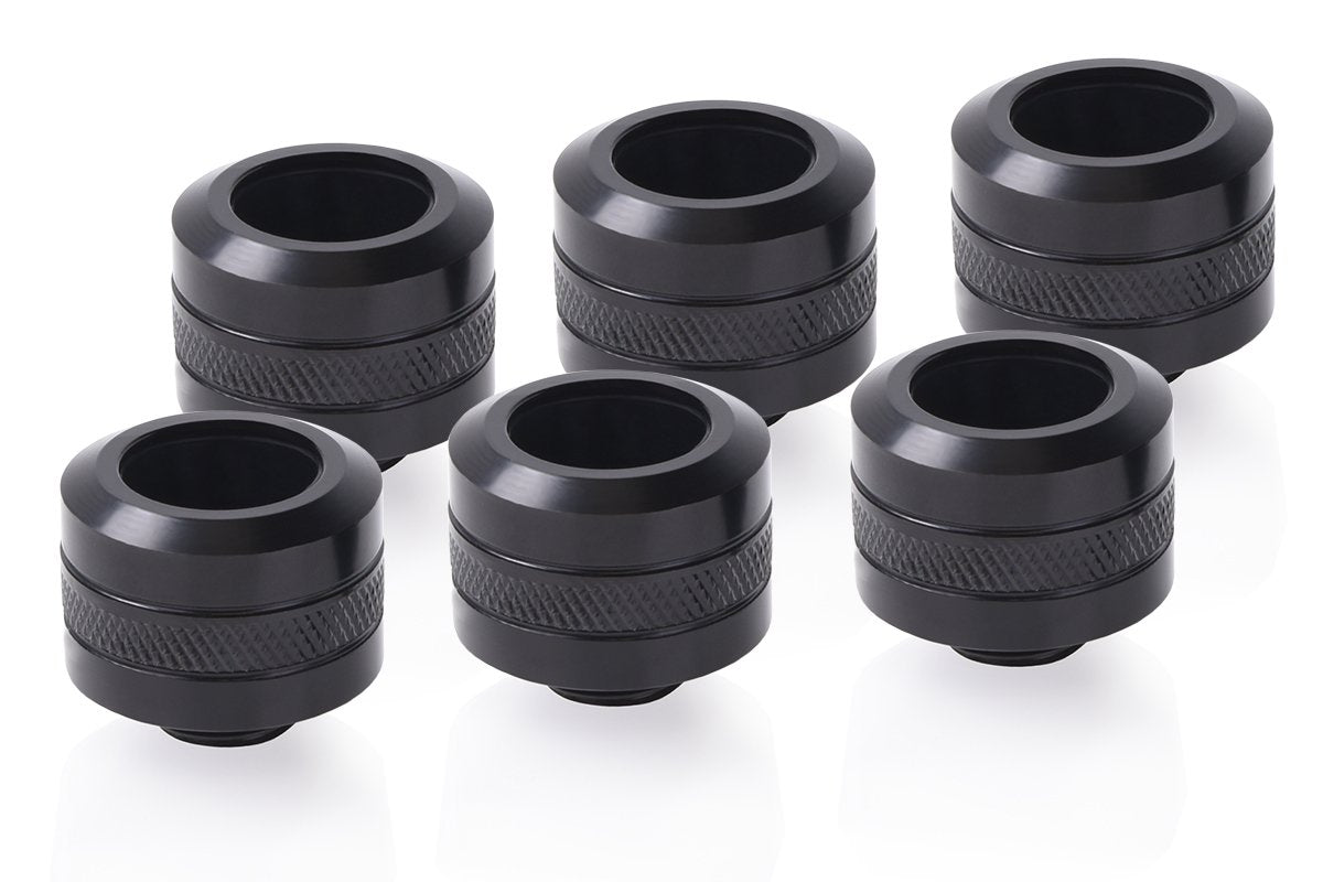 Alphacool Eiszapfen Pro 16mm Hardtube Racor G1/4 - Deep Black Sixpack,
