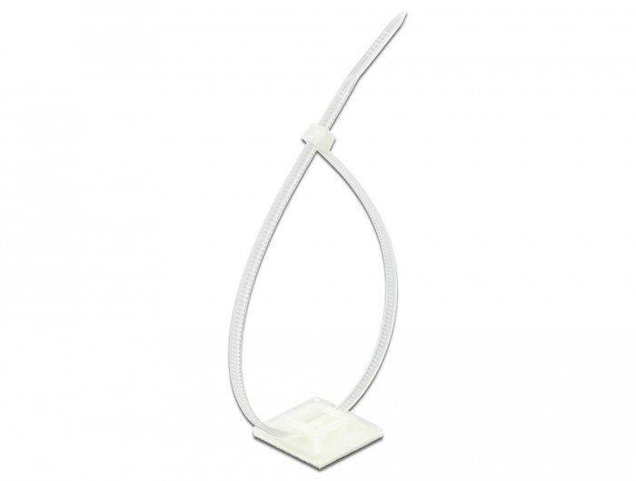 Base De Fijación De Delock 25 X 25 Mm Con Corbata De Cable L 300 X W 4.8 Mm White, 10 Pares 18834